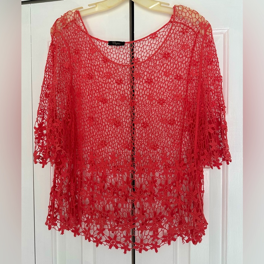 Cupio Orange Crochet Blouse